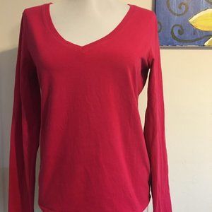 Old Navy-Pink V-Neck Long Sleeve Shirt